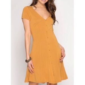 Short Sleeve V-Neck Cupro Dress